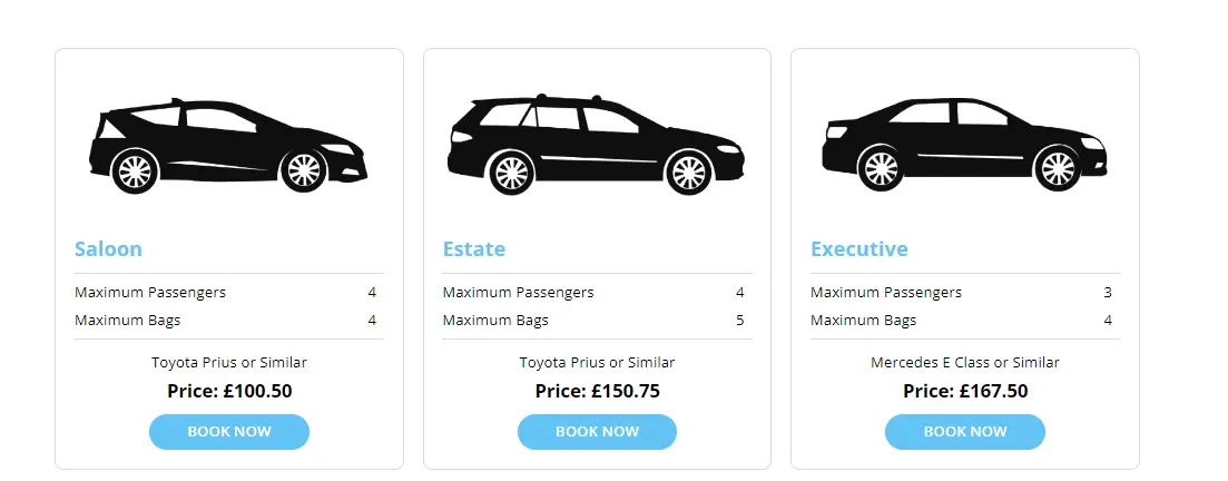 select vehicle type for minicab booking